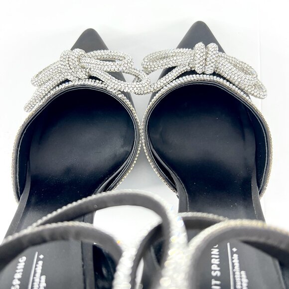 Sz 7.5 NWT Call It Spring Galaa Black Rhinestone Bow High Heels Women - Picture 9 of 14